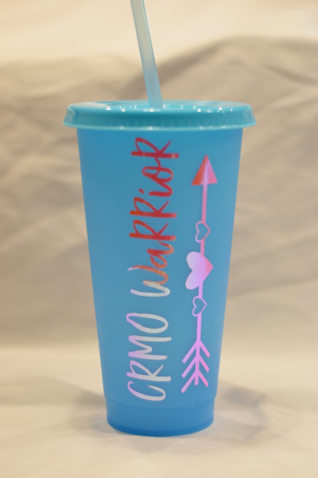 Warrior Definition Pink Color Changing Plastic Tumbler With Lid and Reusable  Straw